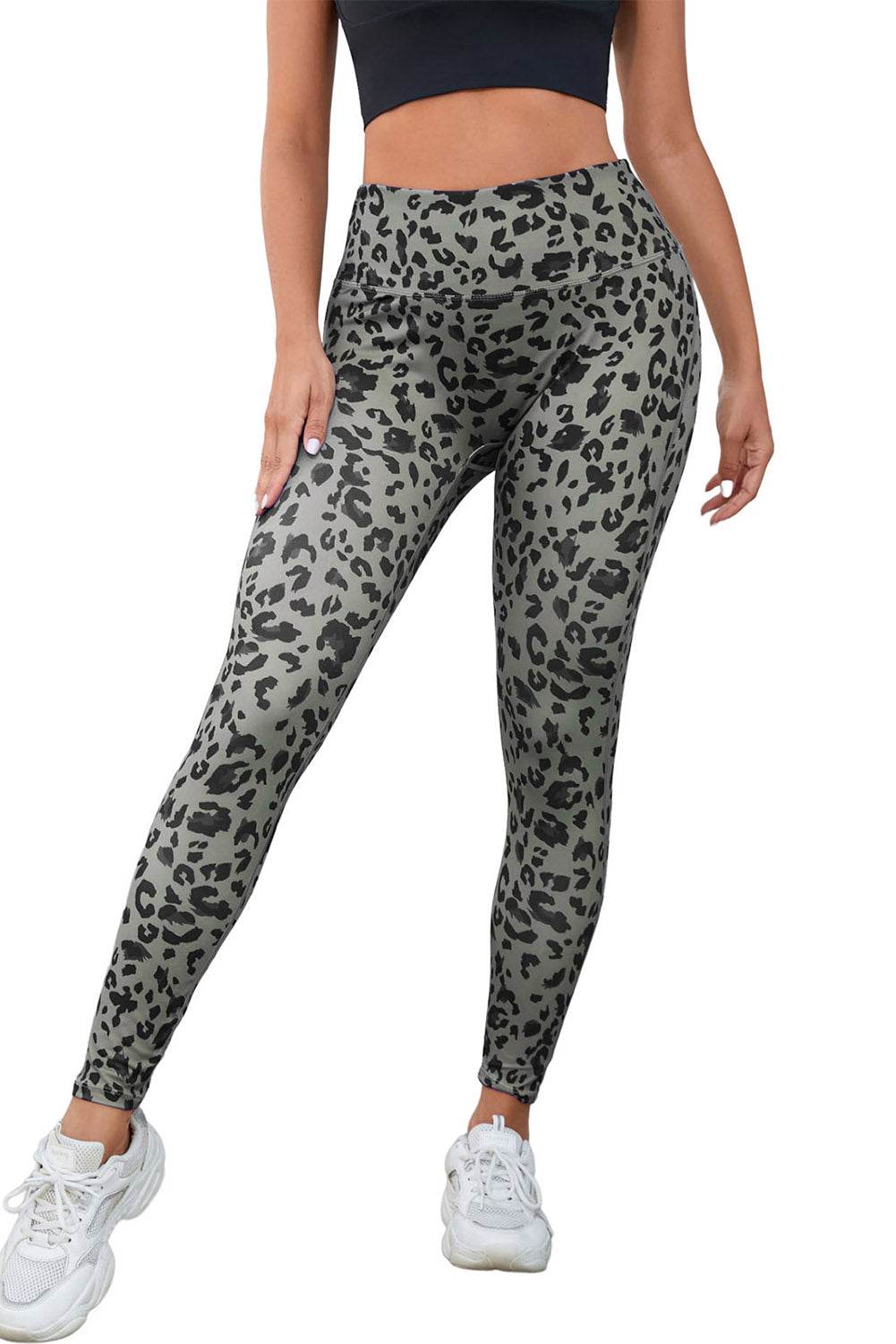 Green Classic Leopard Print Active Leggings - IntuitiveEncBoutique