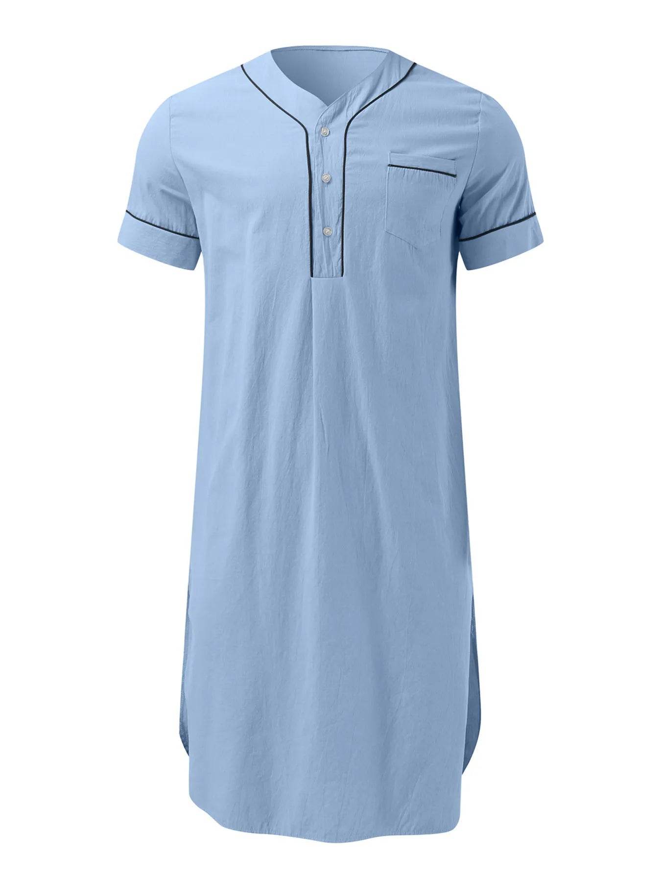 Men's Full Size Button Detail Short Sleeve Lounge Dress Plus Size - IntuitiveEncBoutique