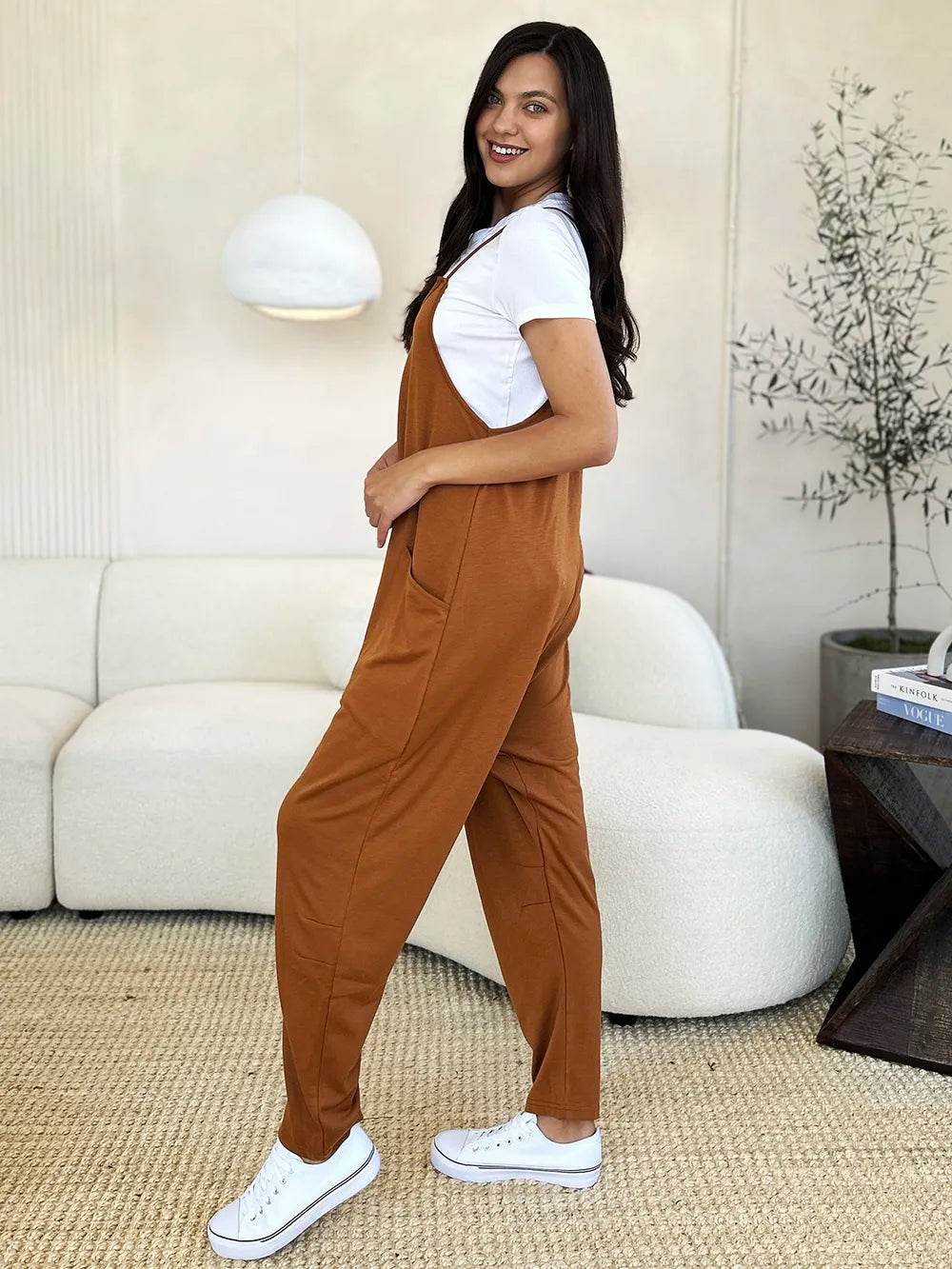 Double Take Full Size Sleeveless V-Neck Pocketed Jumpsuit - IntuitiveEncBoutique