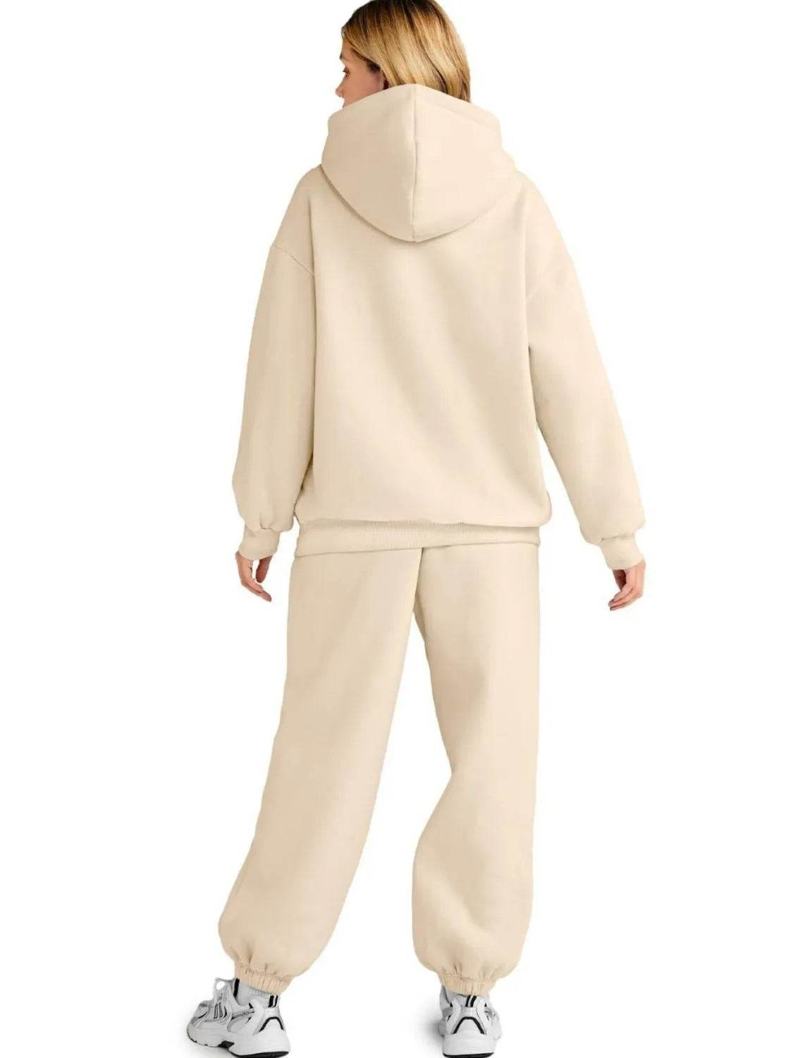 Full Size Kangaroo Pocket Hoodie and Joggers Set Plus Size - IntuitiveEncBoutique