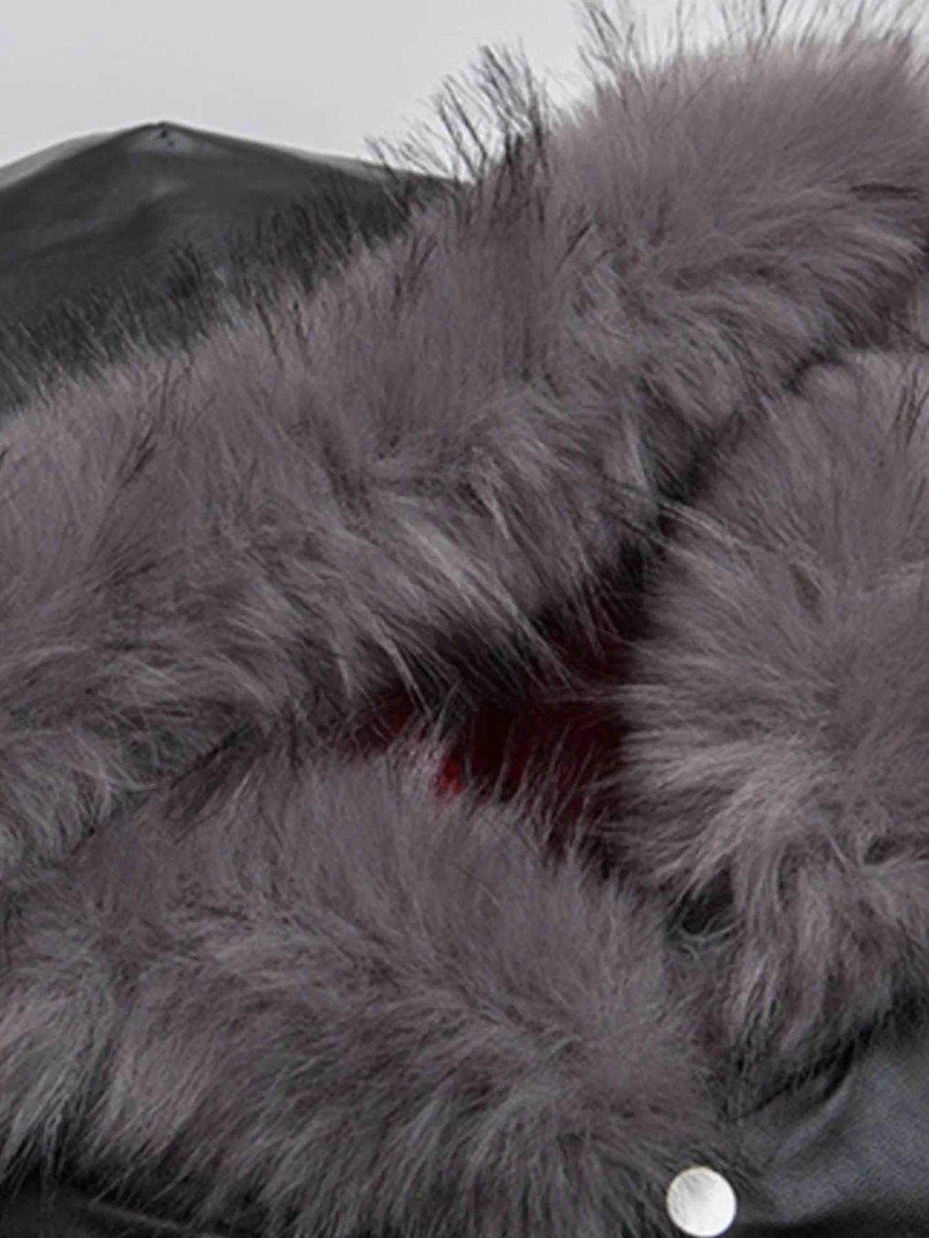 Men's Leather Bomber Jacket with Faux Fur Hood - IntuitiveEncBoutique