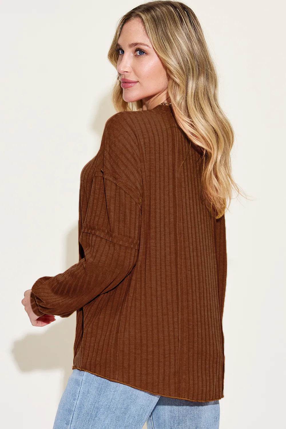 Basic Bae Full Size Ribbed Round Neck Long Sleeve T-Shirt - IntuitiveEncBoutique