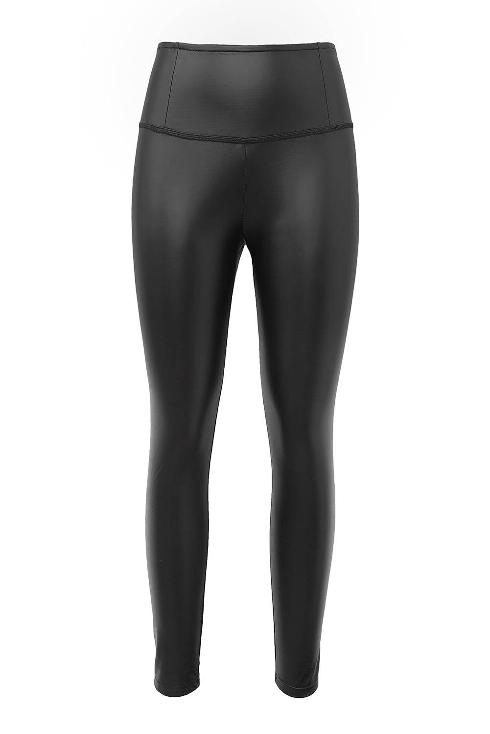 Black Faux Leather High Waist Leggings - IntuitiveEncBoutique