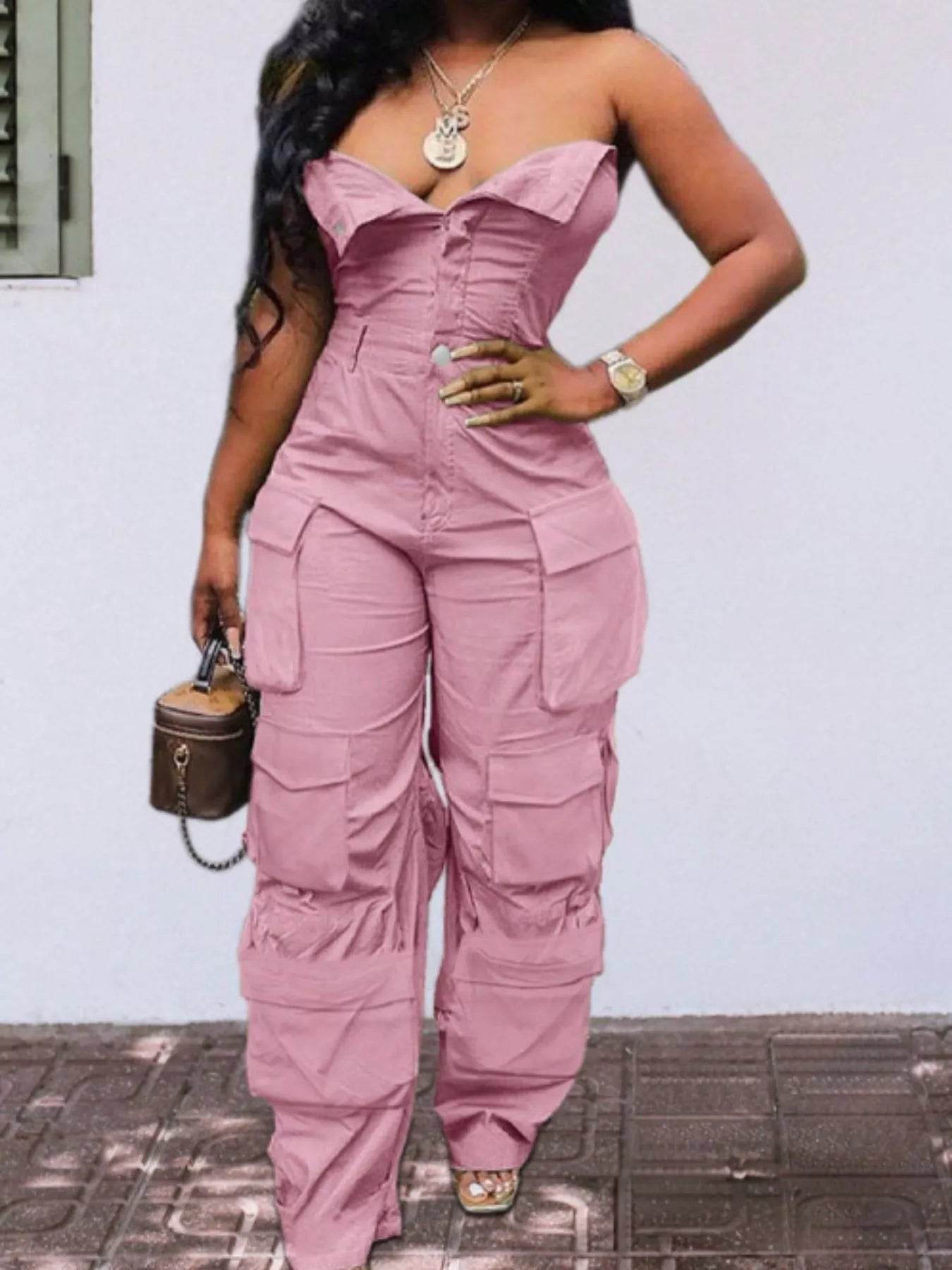 Tube Snap Down Cargo Jumpsuit - IntuitiveEncBoutique