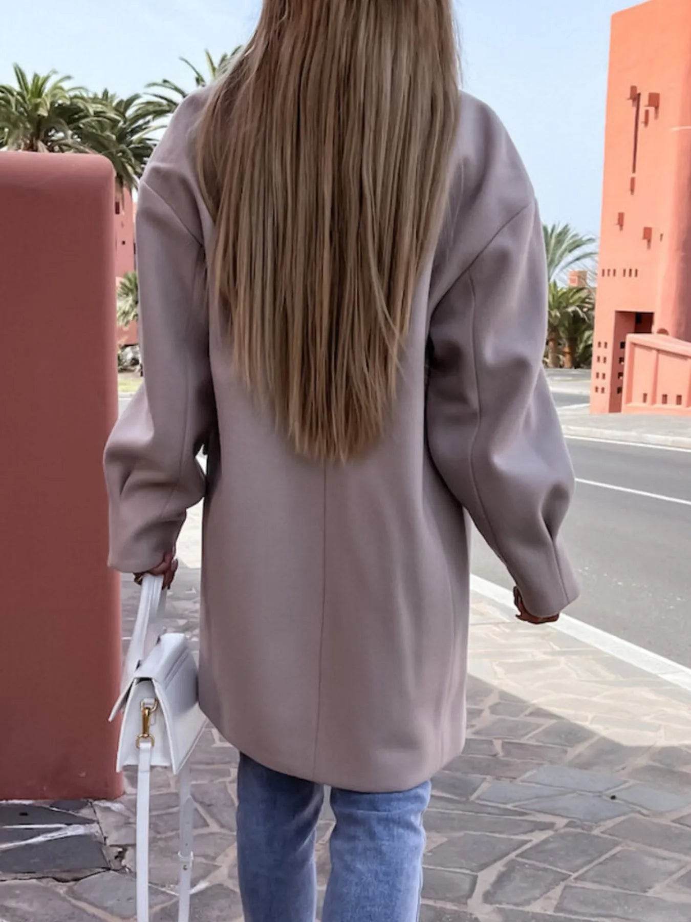 Full Size Double-Breasted Wool Coat Plus Size - IntuitiveEncBoutique