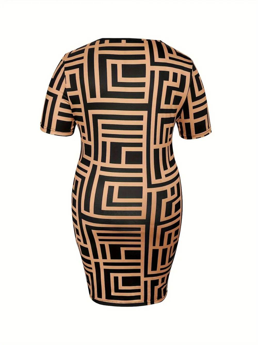 Plus Size Sweetheart Neck Short Sleeve Mini Dress - IntuitiveEncBoutique