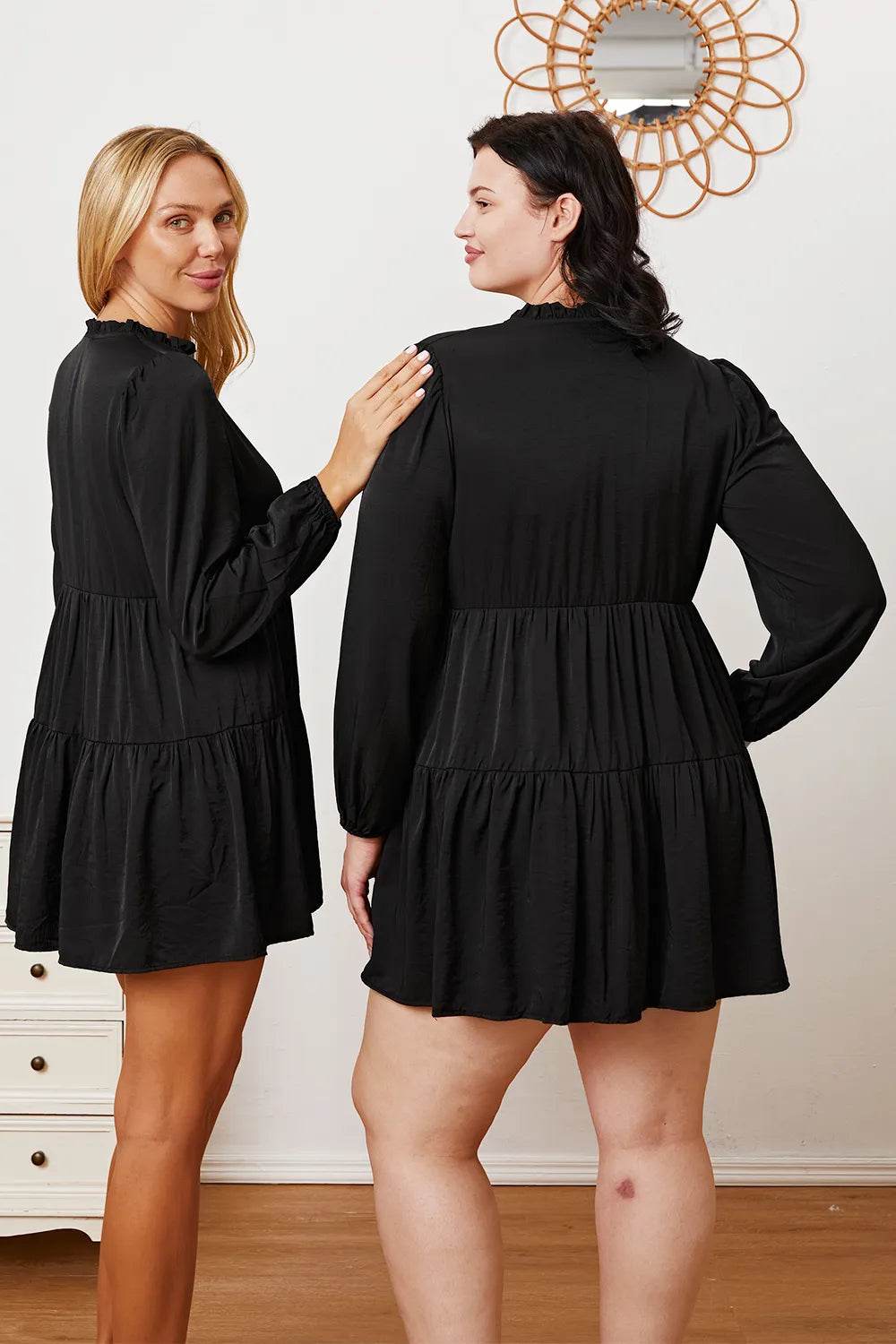 Ruffled Button Up Long Sleeve Tiered Shirt - IntuitiveEncBoutique