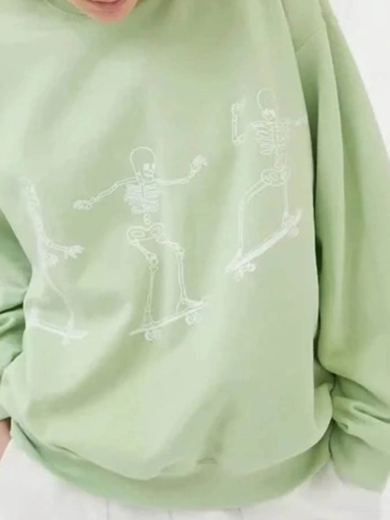 Skeleton Graphic Oversized Sweatshirt - IntuitiveEncBoutique