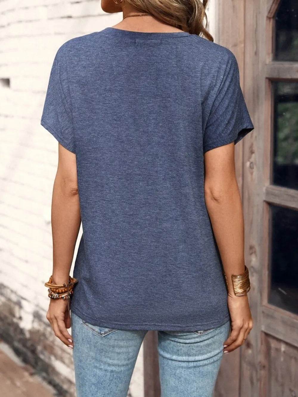 Half Button Short Sleeve Top - IntuitiveEncBoutique