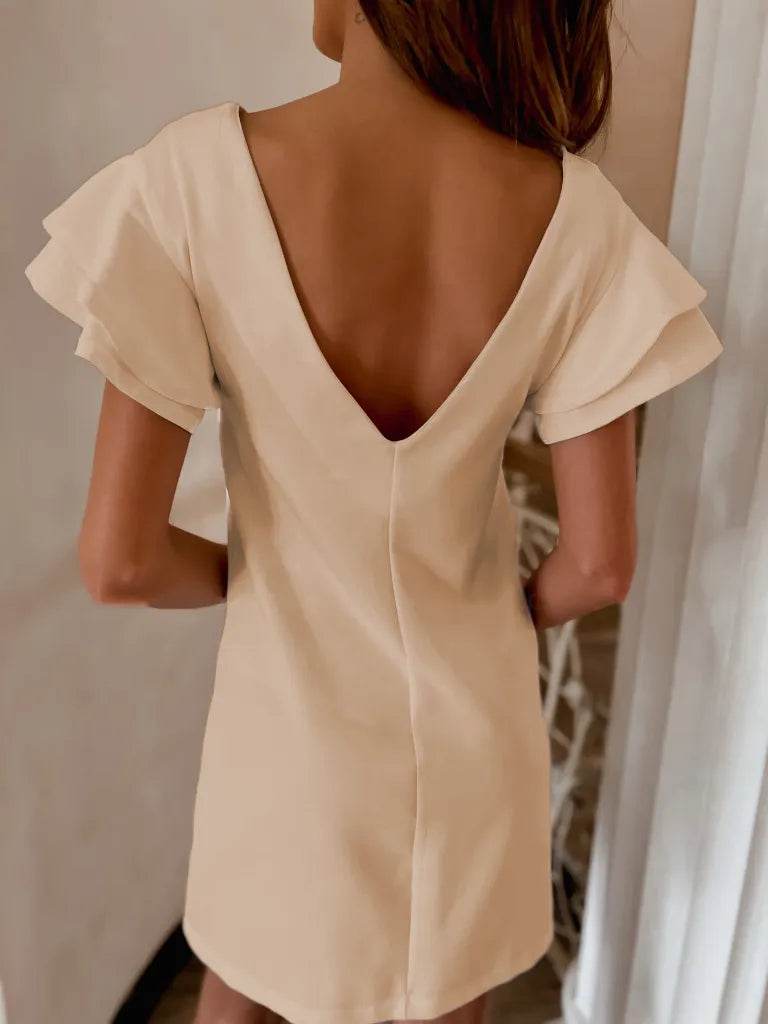 Ruffled Layered Short Sleeve Mini Dress - IntuitiveEncBoutique