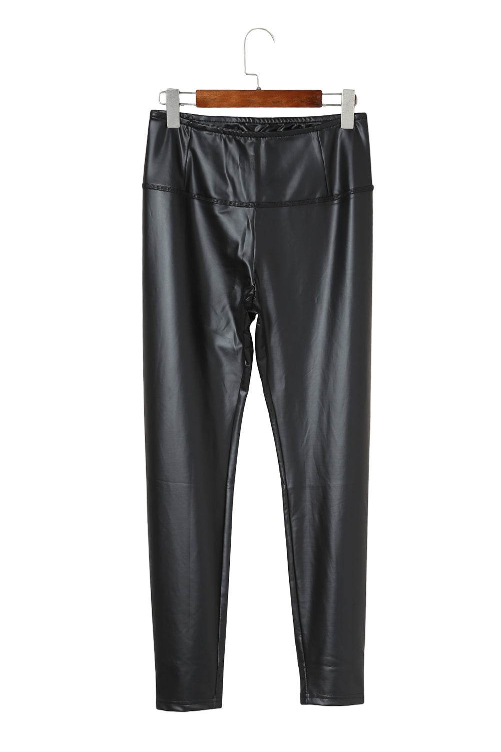 Black Faux Leather High Waist Leggings - IntuitiveEncBoutique
