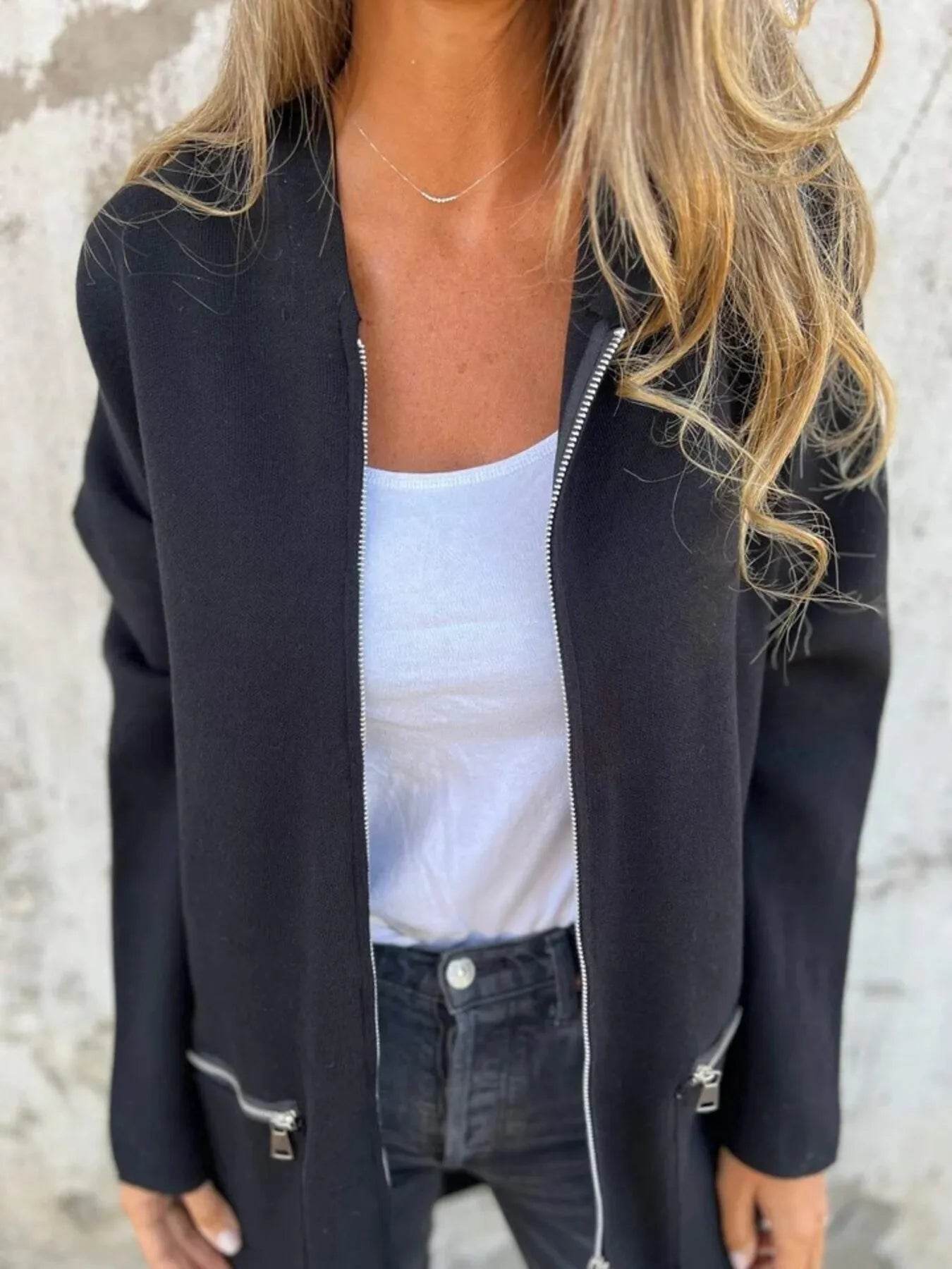 Full Size Zip Up Long Sleeve Hooded Outerwear Plus Size - IntuitiveEncBoutique
