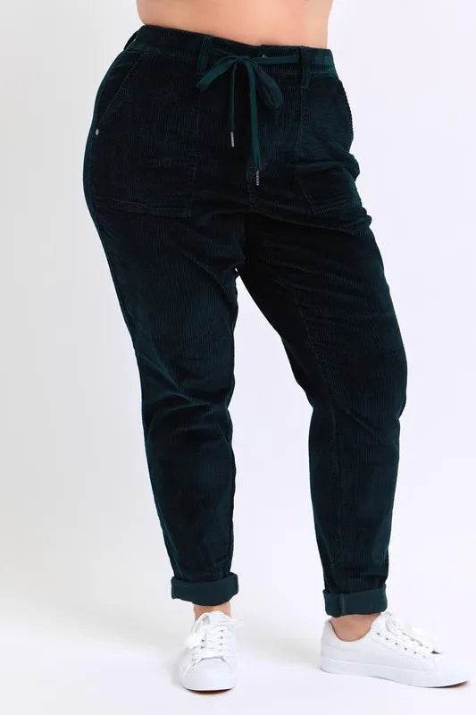 Judy Blue Full Size High Waist Corduroy Cuffed Jogger Plus Size - IntuitiveEncBoutique
