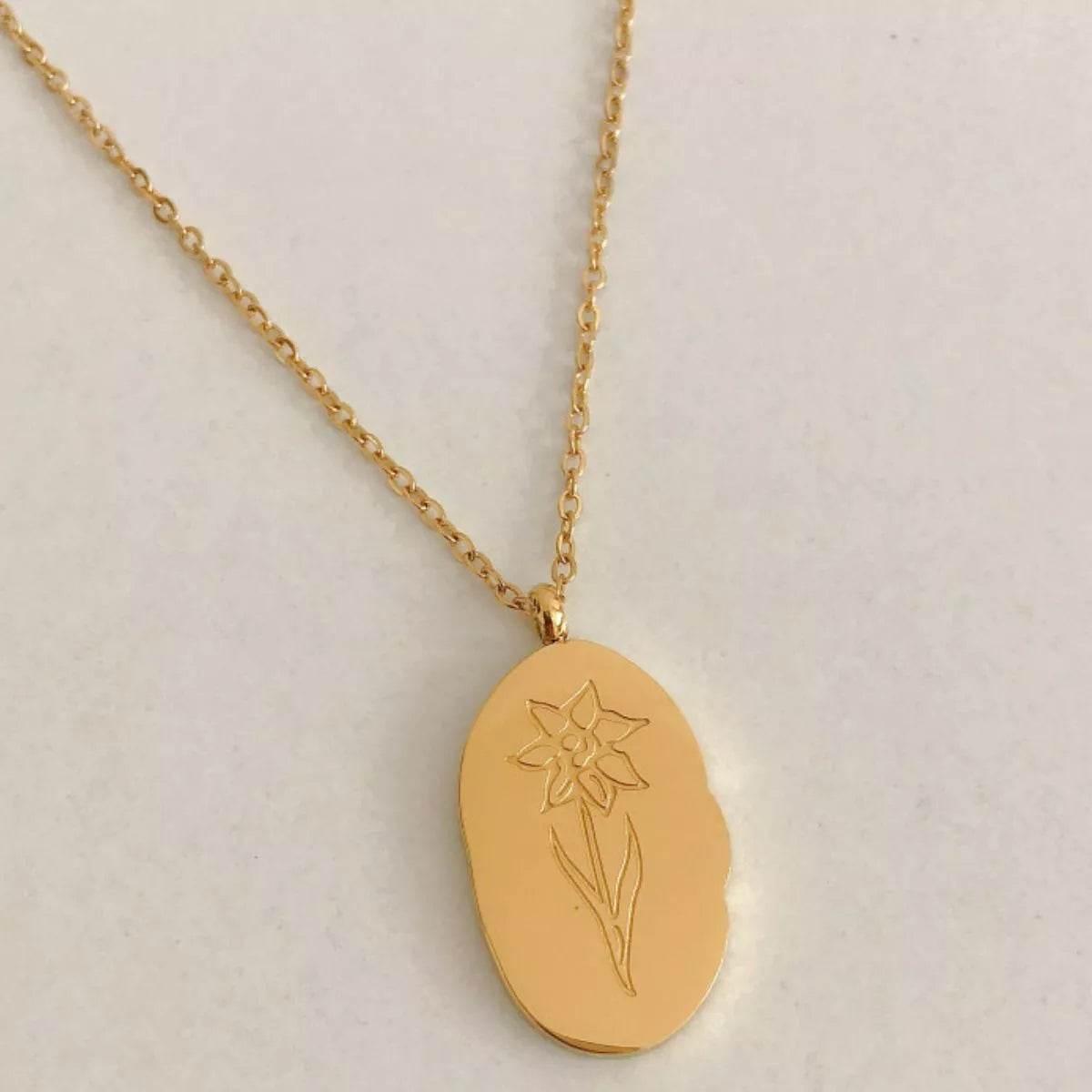 18K Gold-Plated Engraved Pendant Necklace - IntuitiveEncBoutique