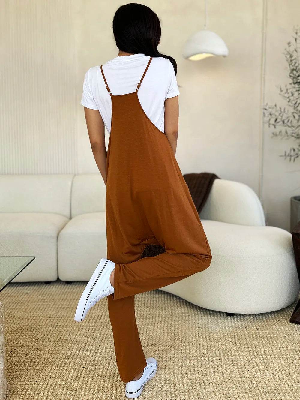 Double Take Full Size Sleeveless V-Neck Pocketed Jumpsuit - IntuitiveEncBoutique