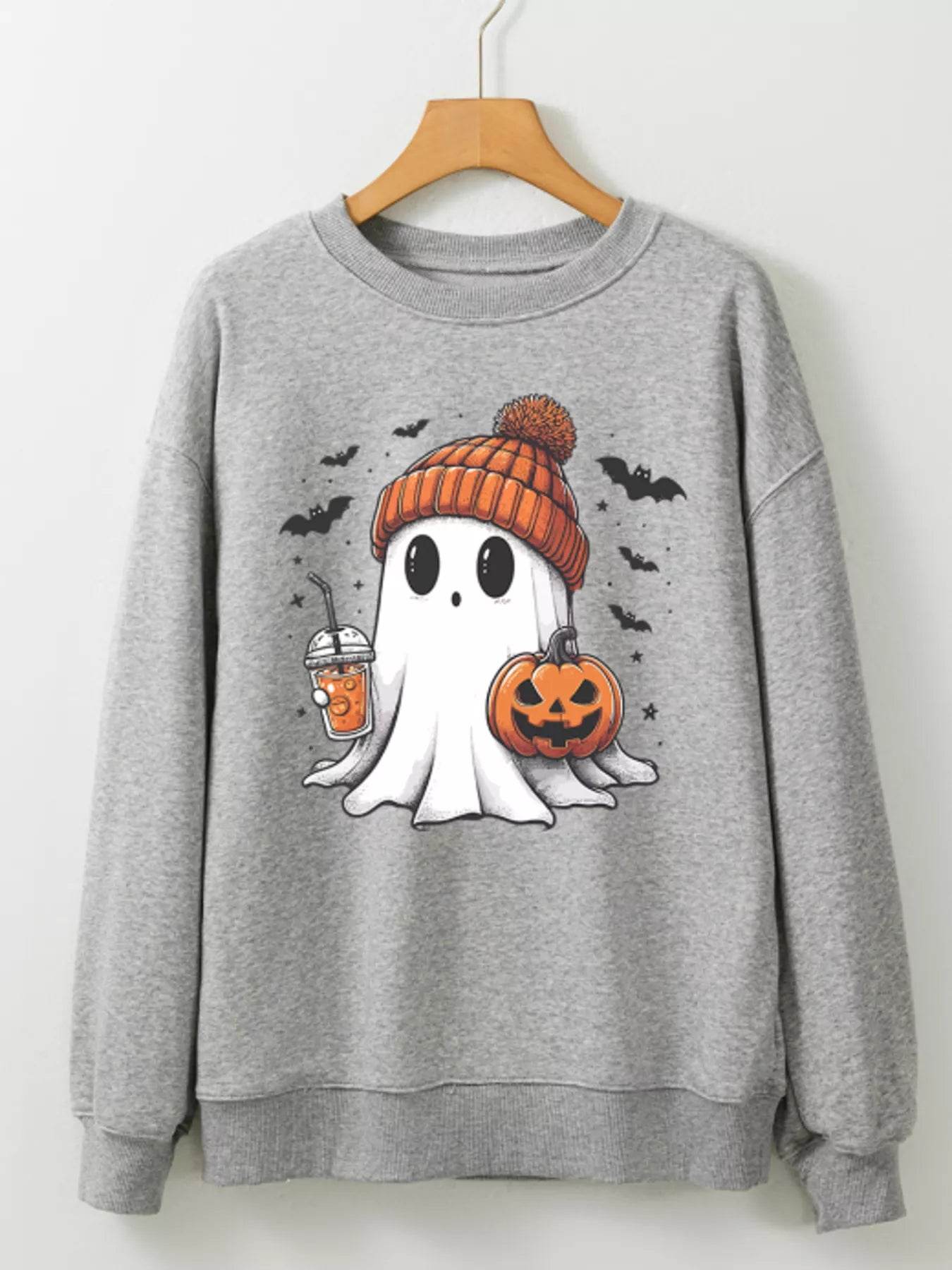 Halloween Ghost Round Neck Sweatshirt - IntuitiveEncBoutique