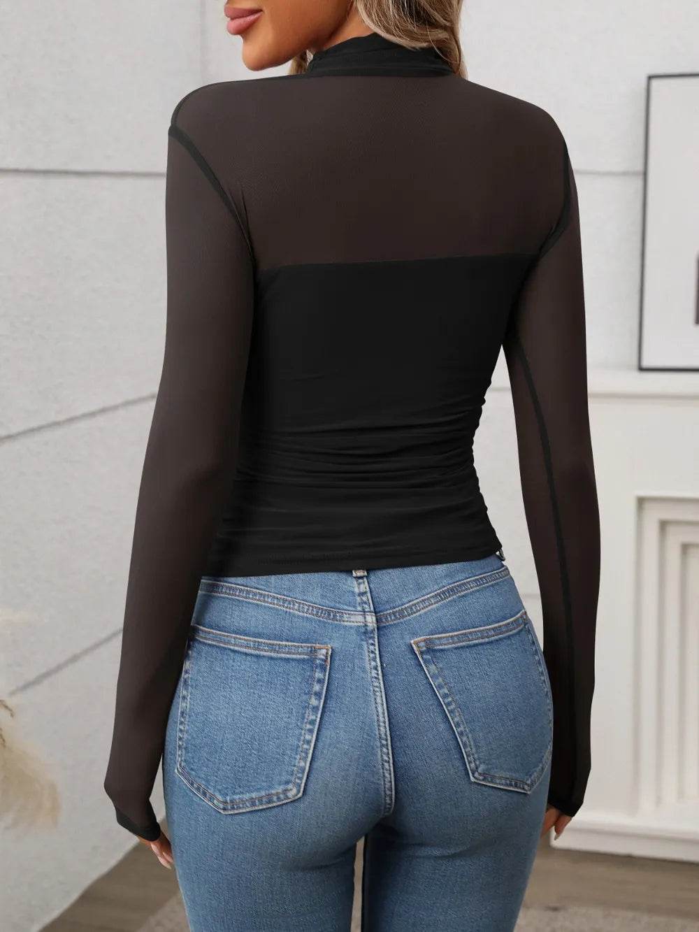 Mock Neck Long Sleeve Top - IntuitiveEncBoutique