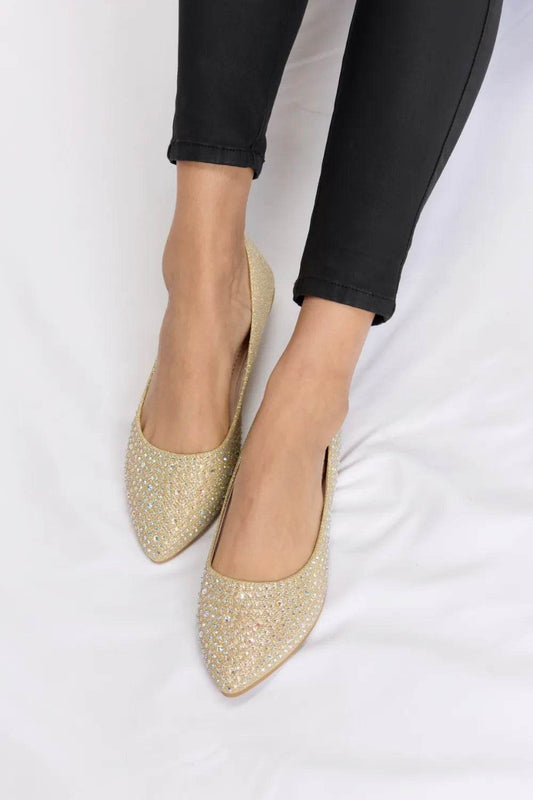 Forever Link Rhinestone Point Toe Flat Slip-Ons - IntuitiveEncBoutique