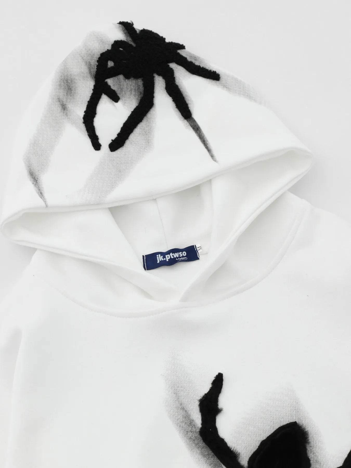 Men's Spider Graphic Oversized Hoodie with Side Button Details - IntuitiveEncBoutique