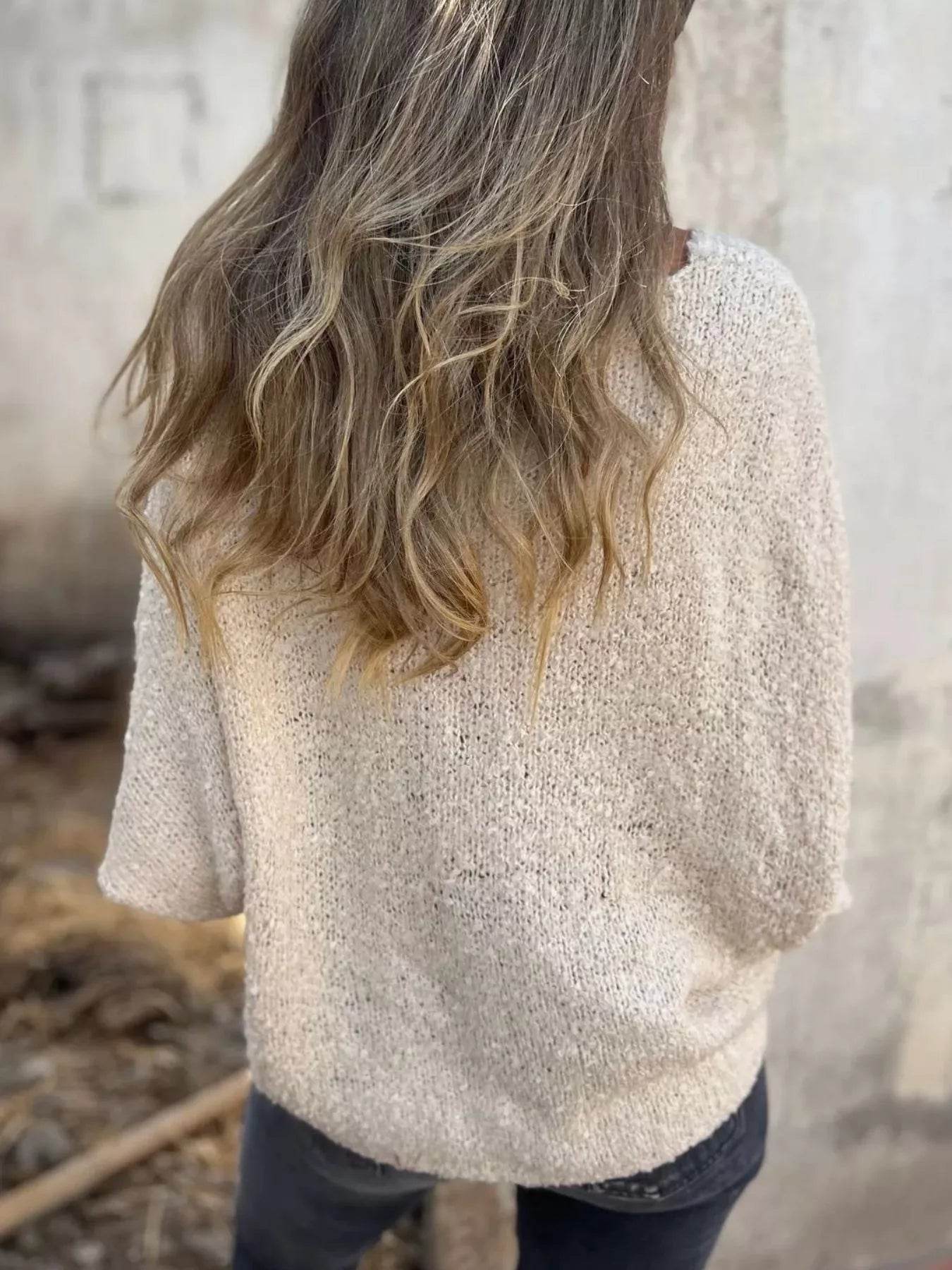 Full Size V-Neck Long Sleeve Sweater Plus Size - IntuitiveEncBoutique