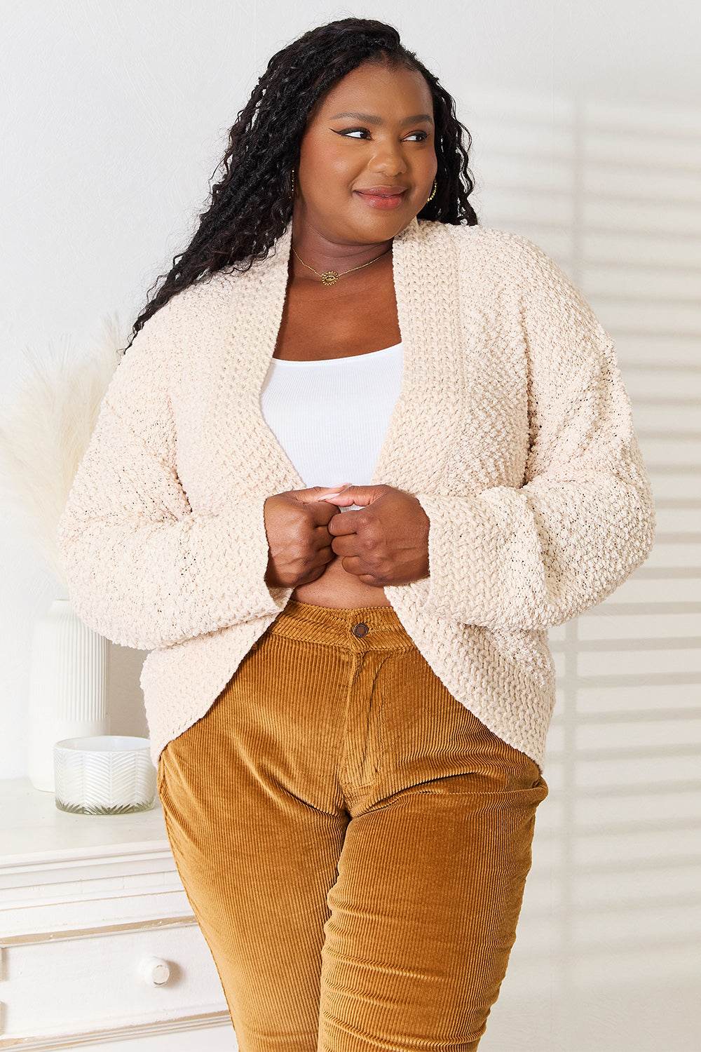 Double Take Open Front Long Sleeve Cardigan - IntuitiveEncBoutique