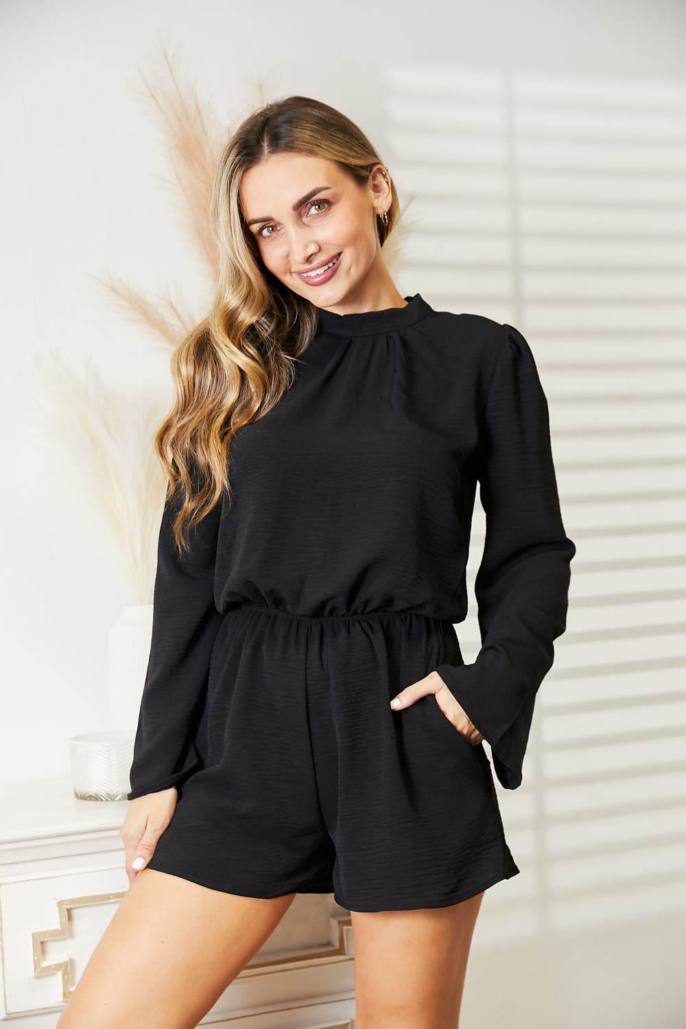 Culture Code Full Size Open Back Romper with Pockets - IntuitiveEncBoutique