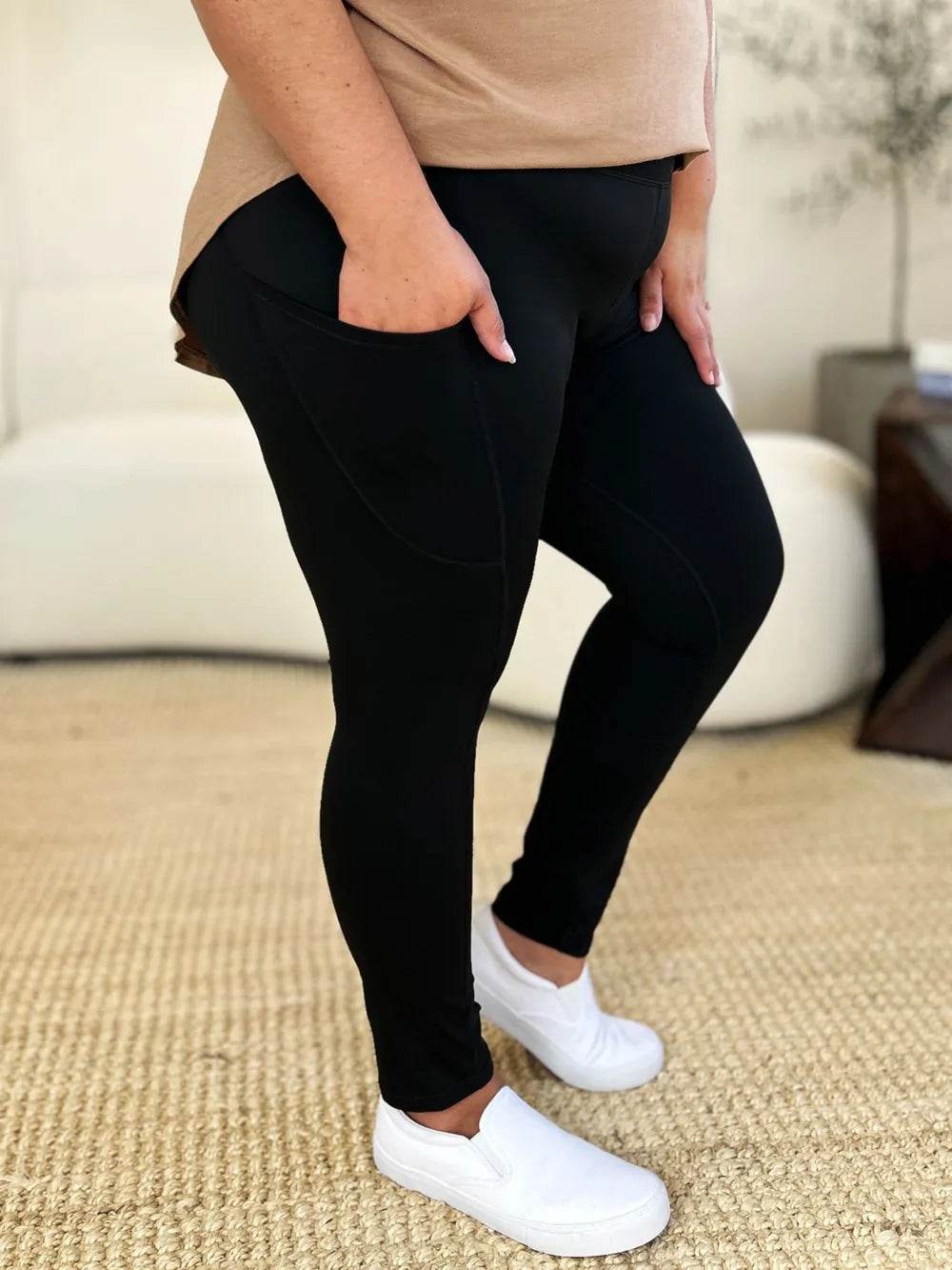 Wide Waistband Sports Leggings - IntuitiveEncBoutique