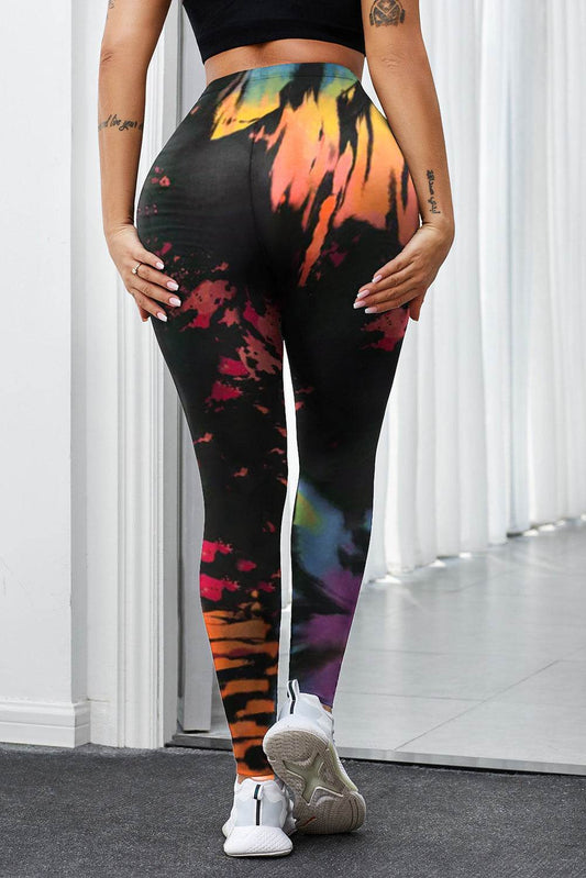 Multicolor Tie Dye Hollow Out Fitness Activewear Leggings - IntuitiveEncBoutique