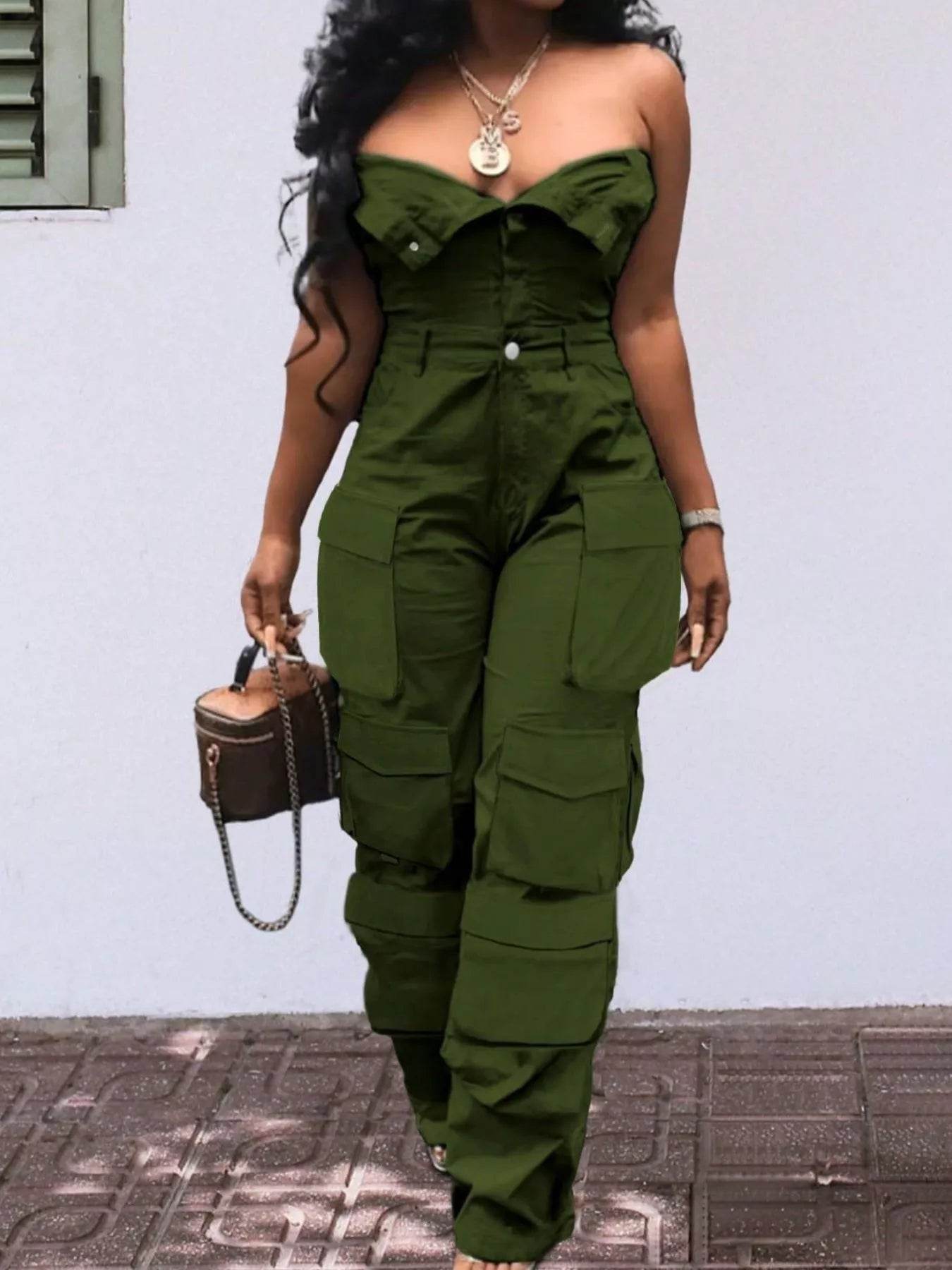 Tube Snap Down Cargo Jumpsuit - IntuitiveEncBoutique