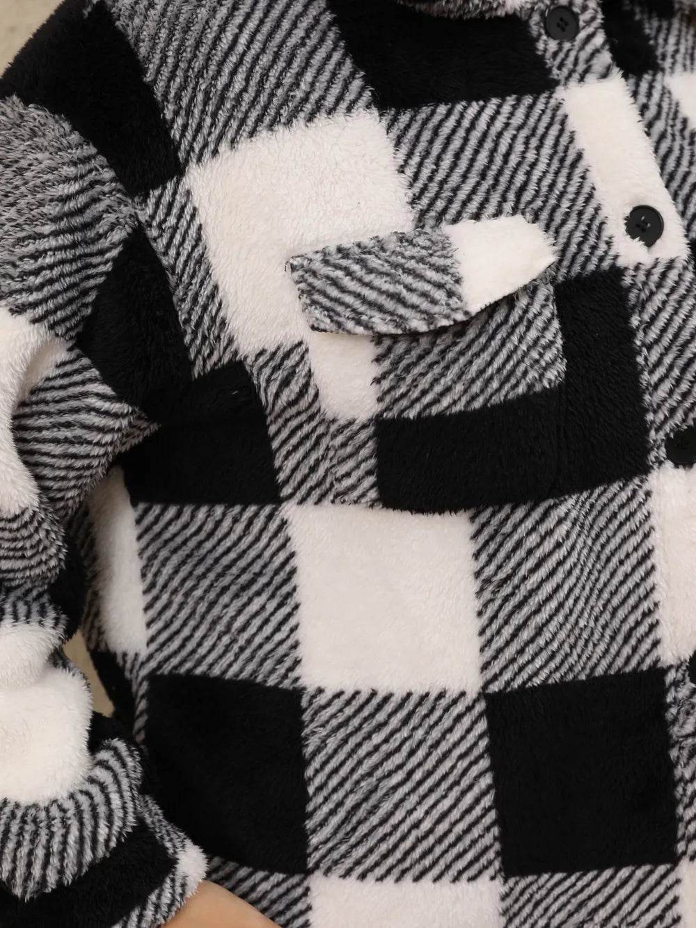Plus Size Pocketed Plaid Collared Neck Jacket - IntuitiveEncBoutique