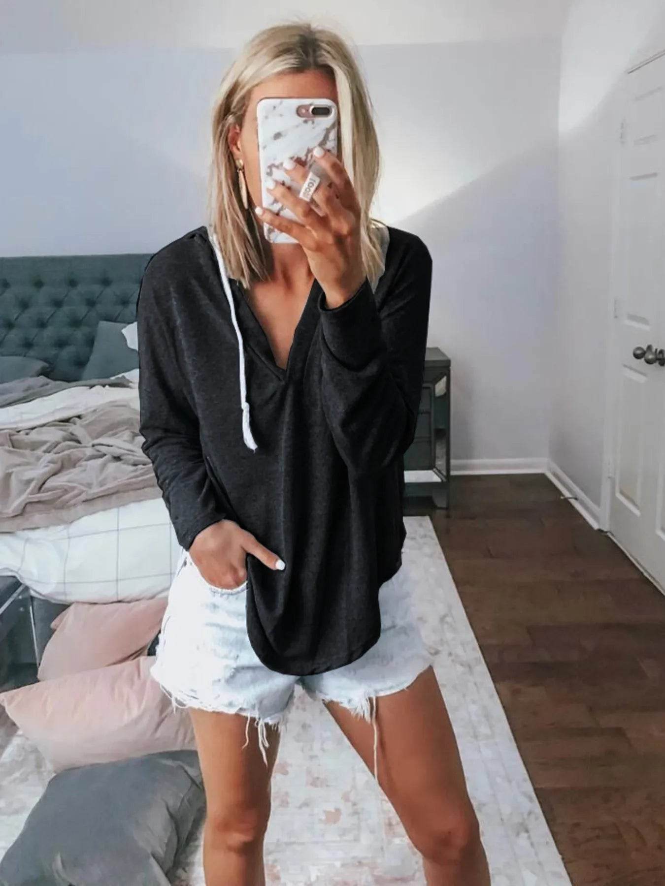 Full Size Drawstring Long Sleeve Hoodie Plus Size - IntuitiveEncBoutique