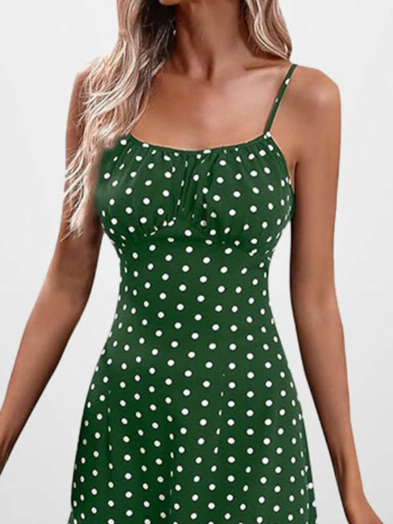 Full Size Slit Printed Cami Midi Dress Plus Size - IntuitiveEncBoutique