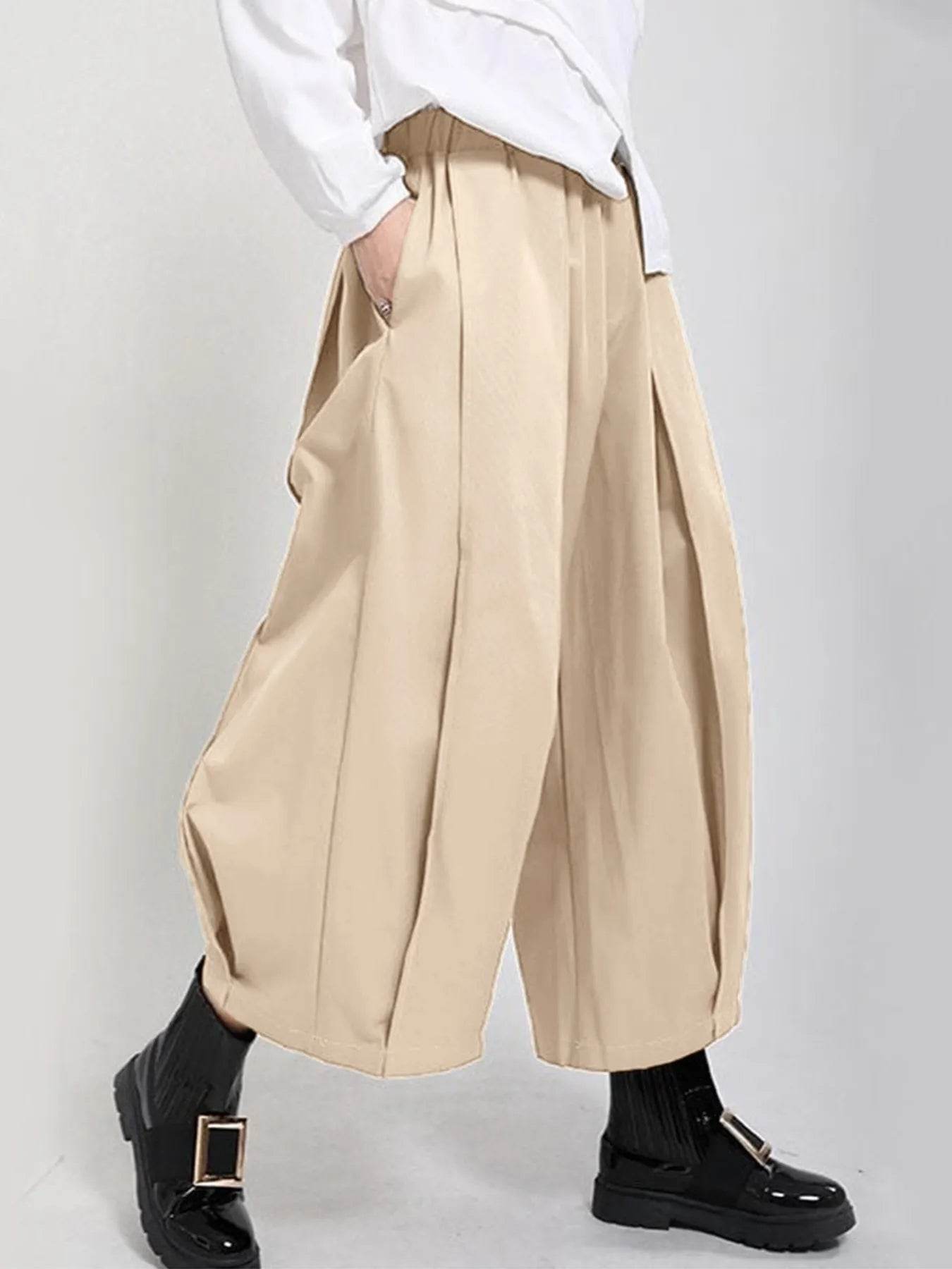 Plus Size Wide Leg Pleated Detail Cropped Pants - IntuitiveEncBoutique