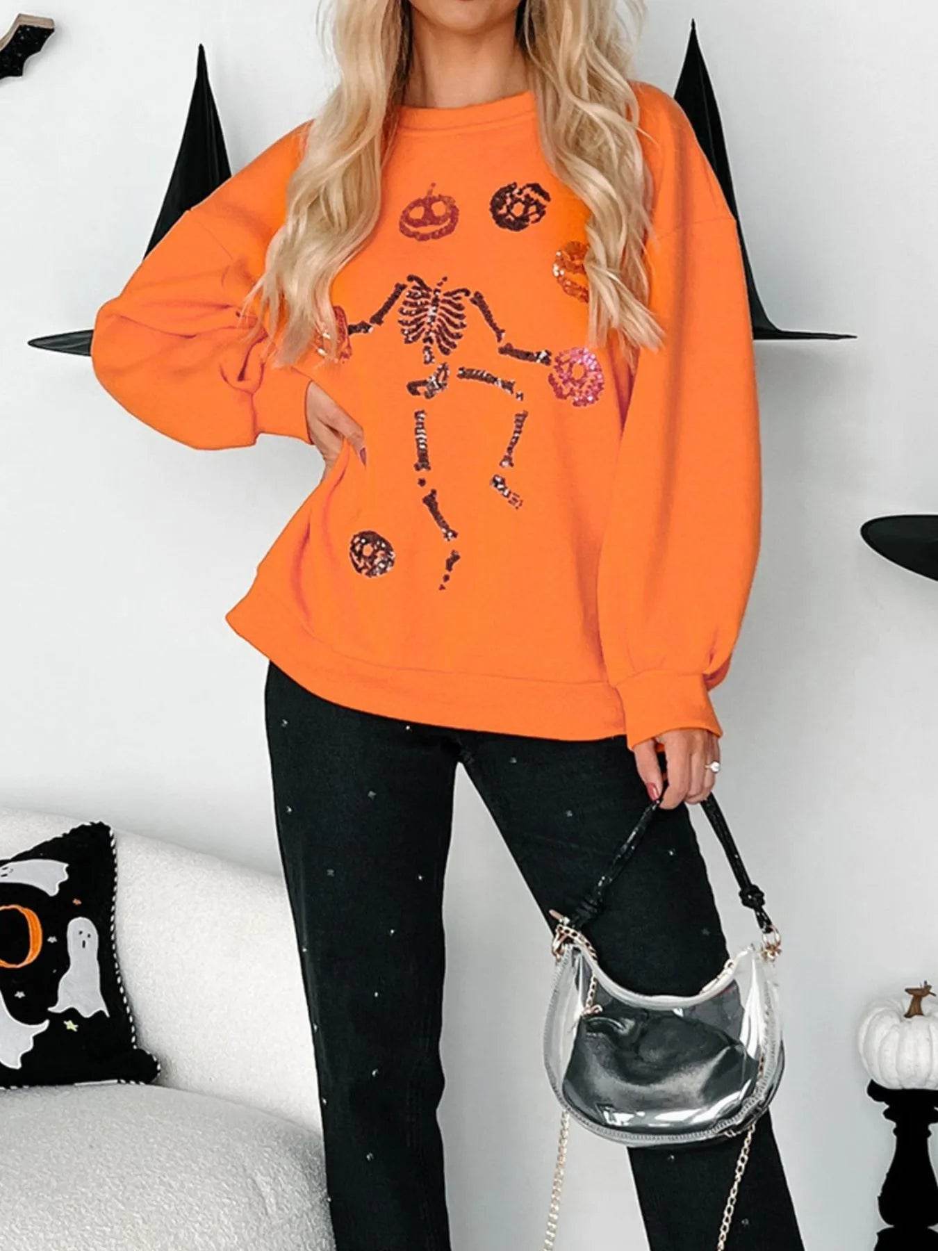 Halloween Skeleton Pumpkin Sweatshirt - IntuitiveEncBoutique