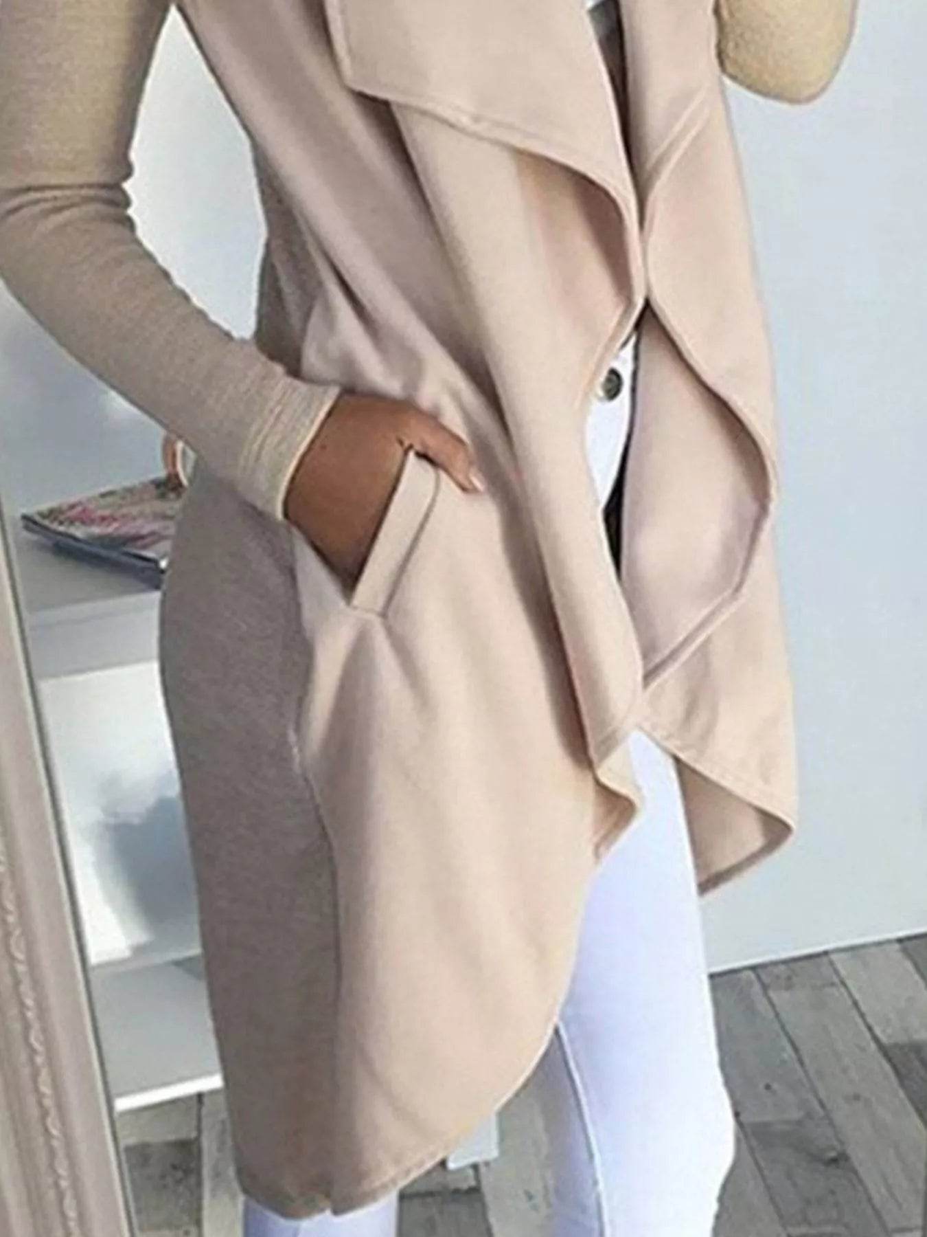 Lapel Collar Long Sleeve Coat Plus Size - IntuitiveEncBoutique