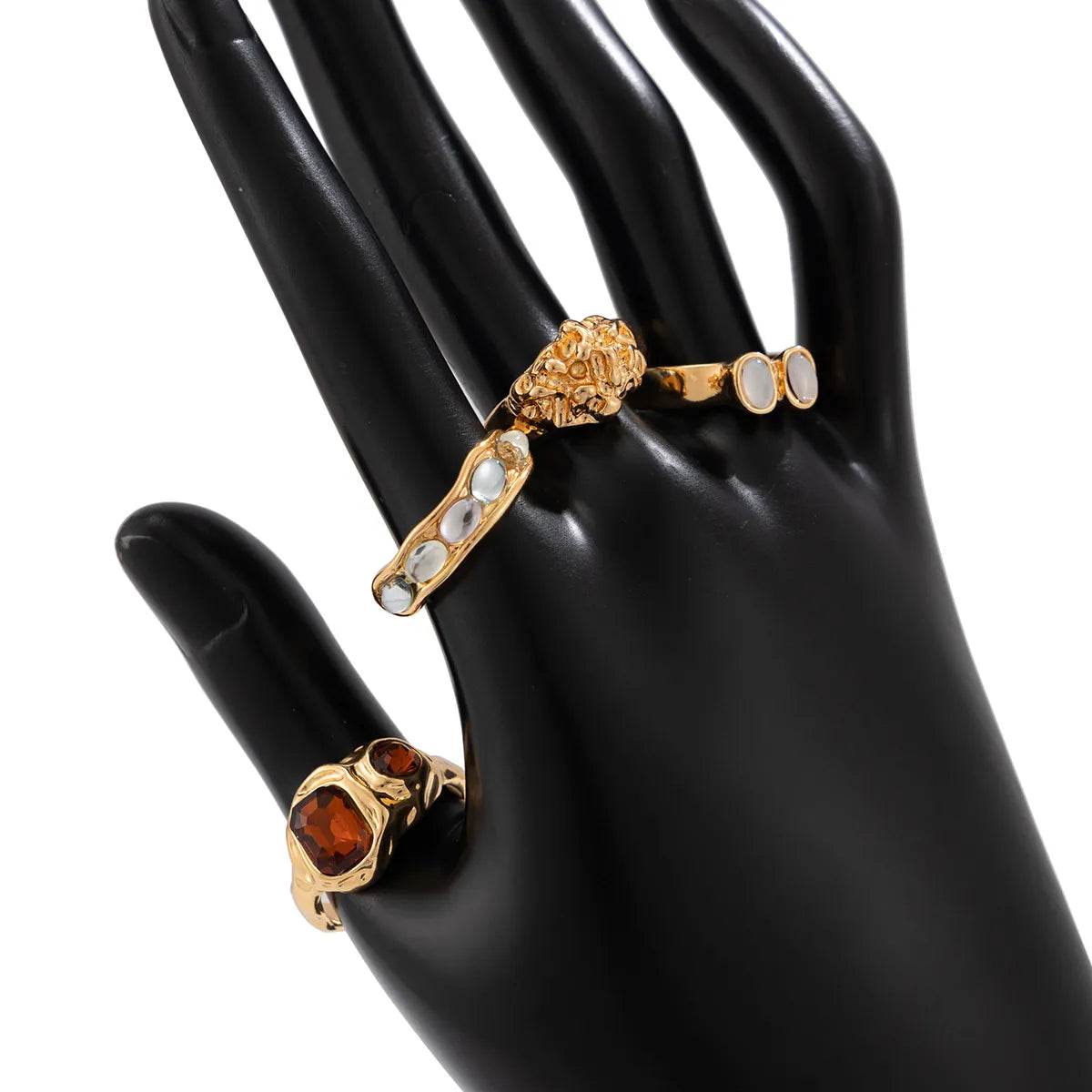 4-Piece Stainless Steel Inlaid Rhinestone Ring - IntuitiveEncBoutique