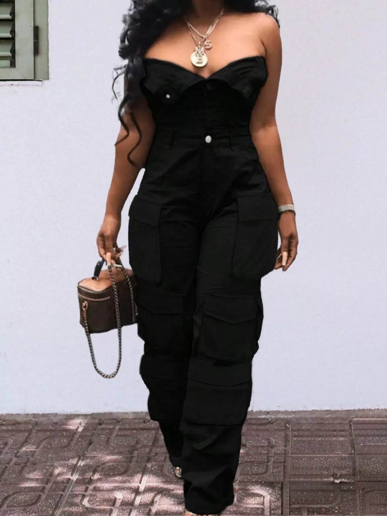 Tube Snap Down Cargo Jumpsuit - IntuitiveEncBoutique