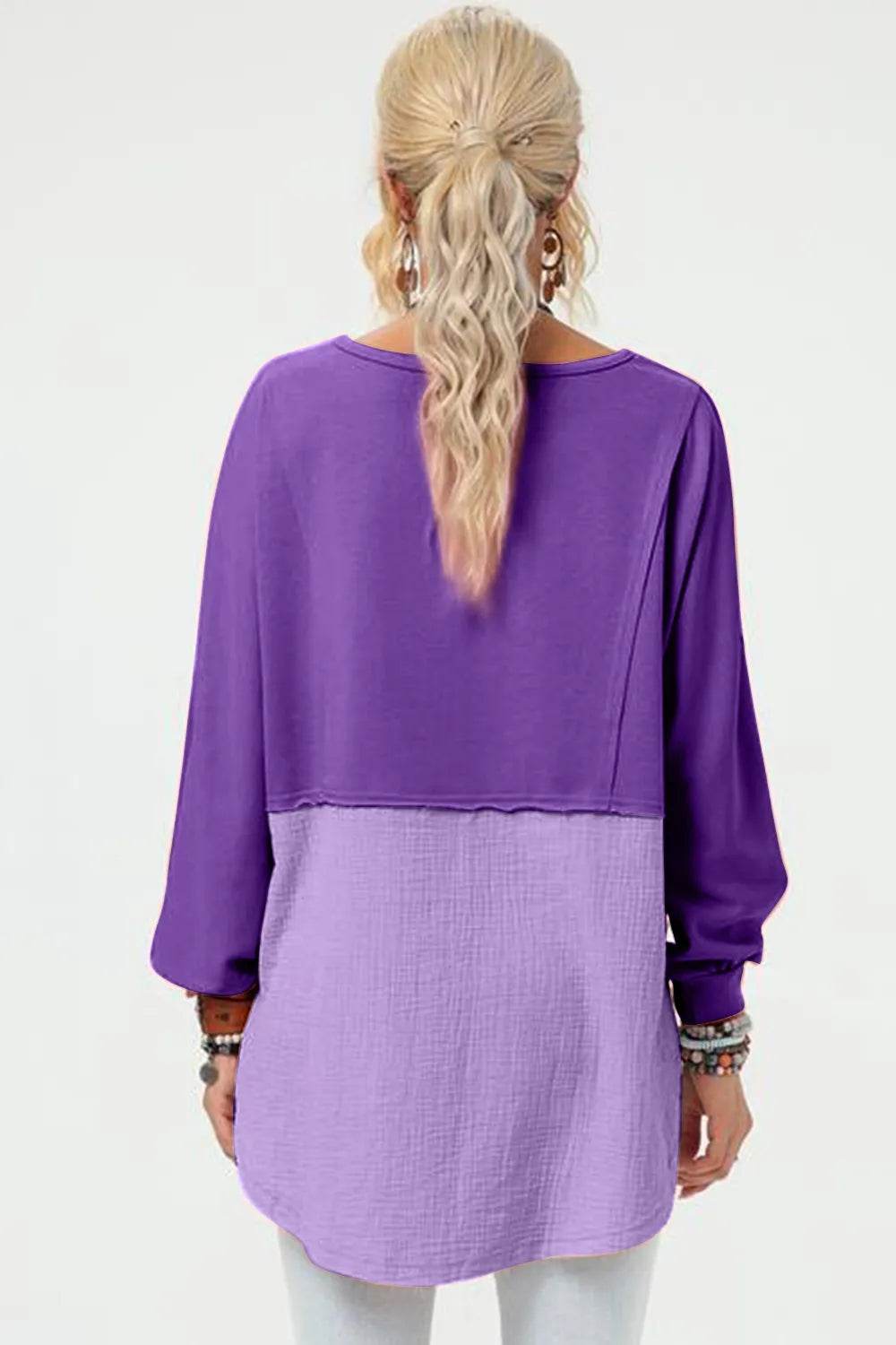 Double Take Full Size Long Sleeve High-Low T-Shirt - IntuitiveEncBoutique