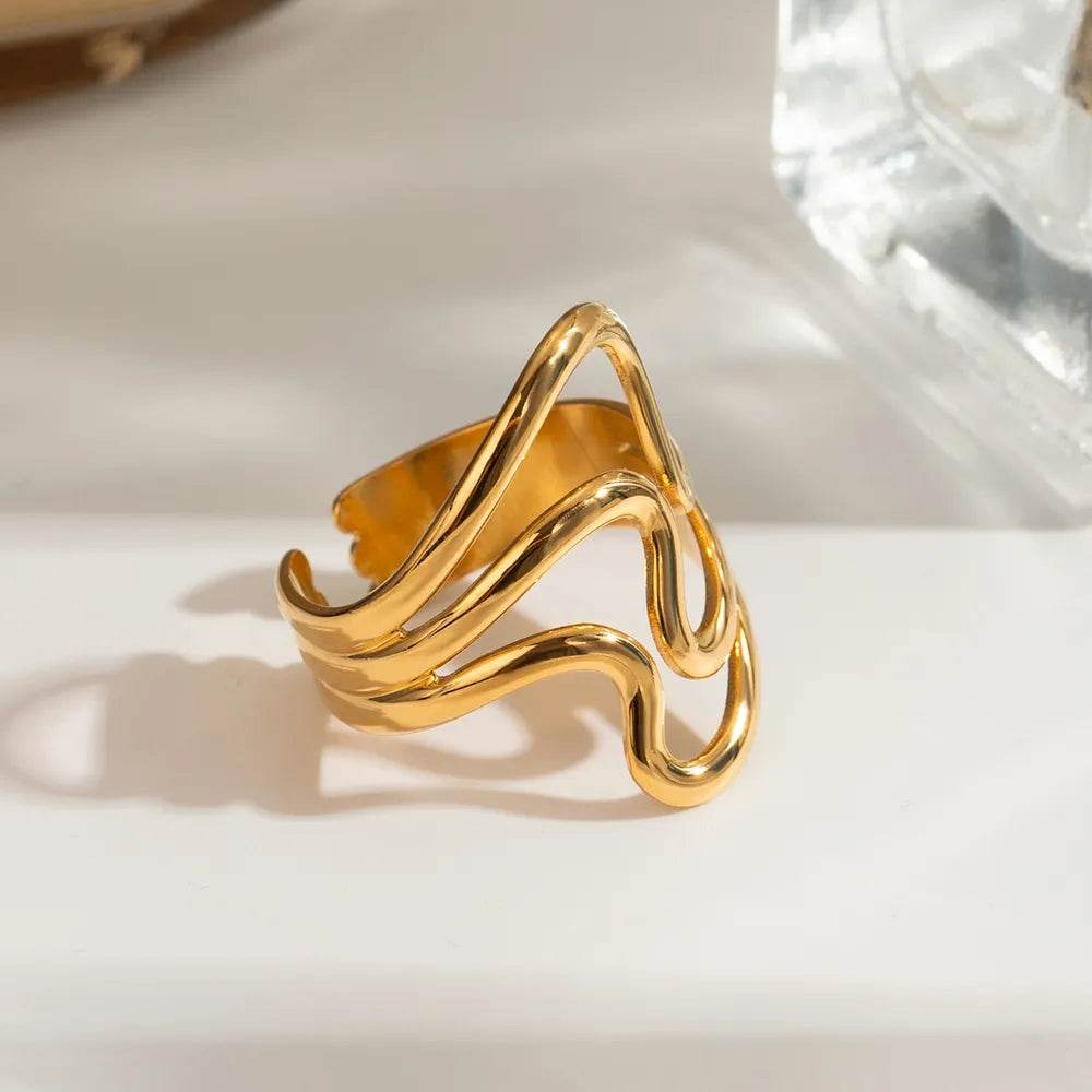 Stainless Steel Corrugated Open Ring - IntuitiveEncBoutique
