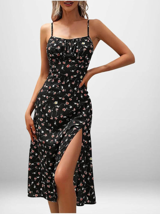Full Size Slit Printed Cami Midi Dress Plus Size - IntuitiveEncBoutique