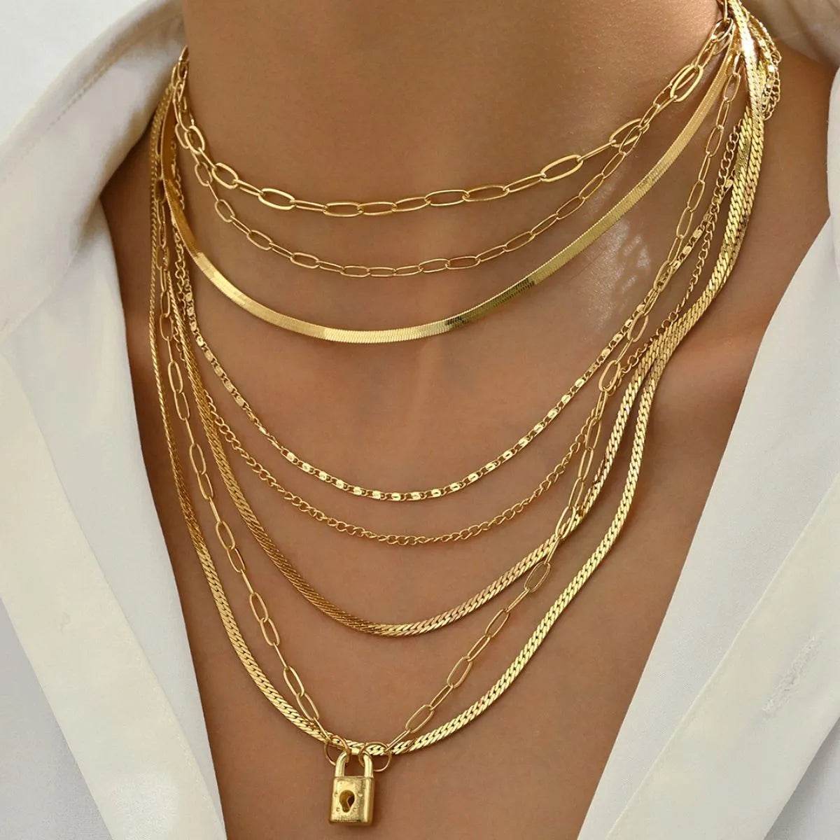 18K Gold-Plated Stainless Steel Multi-Layer Necklace - IntuitiveEncBoutique