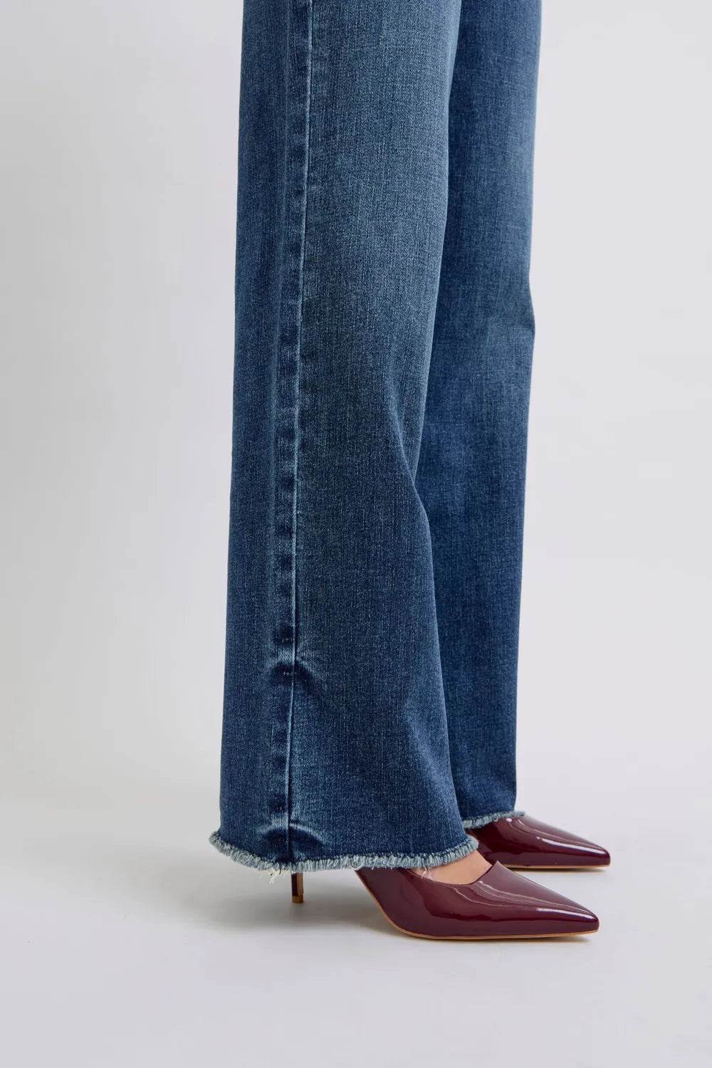 Judy Blue Full Size Raw Hem Mid Rise Jeans - IntuitiveEncBoutique