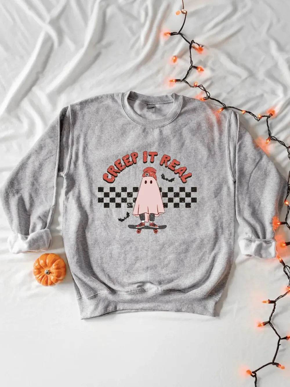 Plus Size Graphic Round Neck Long Sleeve Sweatshirt - IntuitiveEncBoutique