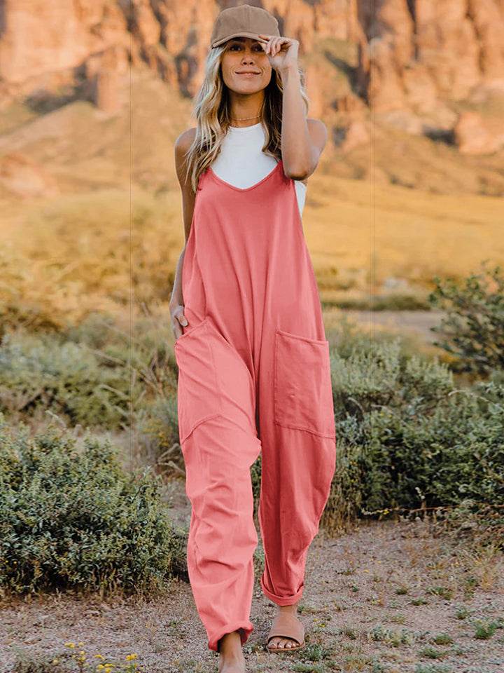 Double Take Full Size Sleeveless V-Neck Pocketed Jumpsuit - IntuitiveEncBoutique
