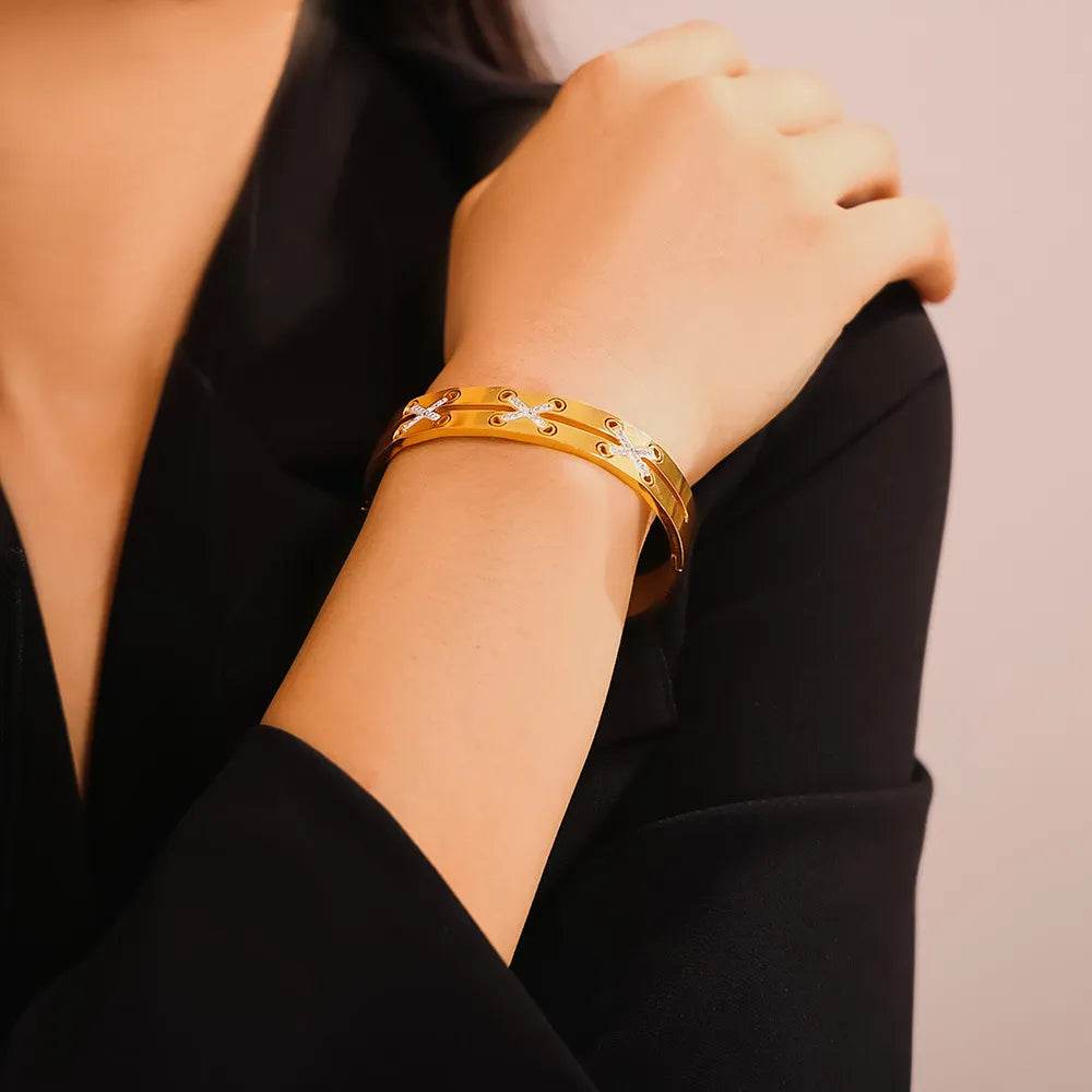 18K Gold-Plated Czech Diamond Bracelet - IntuitiveEncBoutique