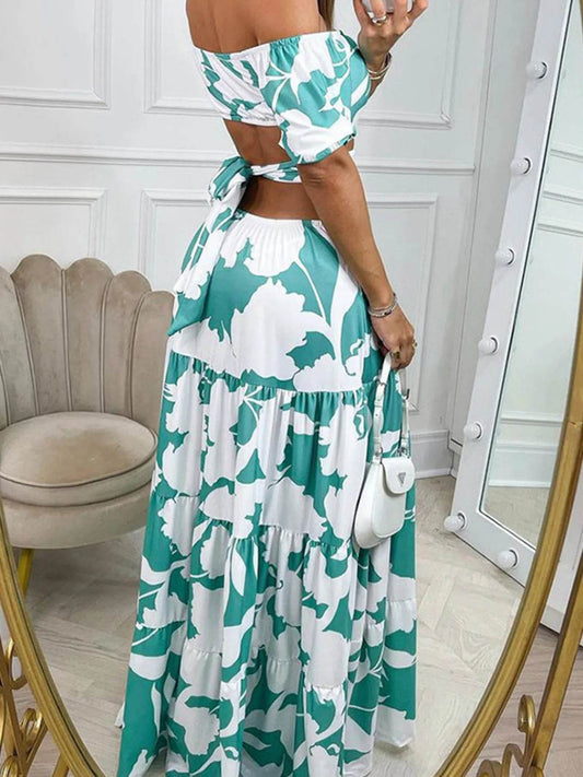 Full Size Cutout Off-Shoulder Printed Maxi Dress Plus Size - IntuitiveEncBoutique
