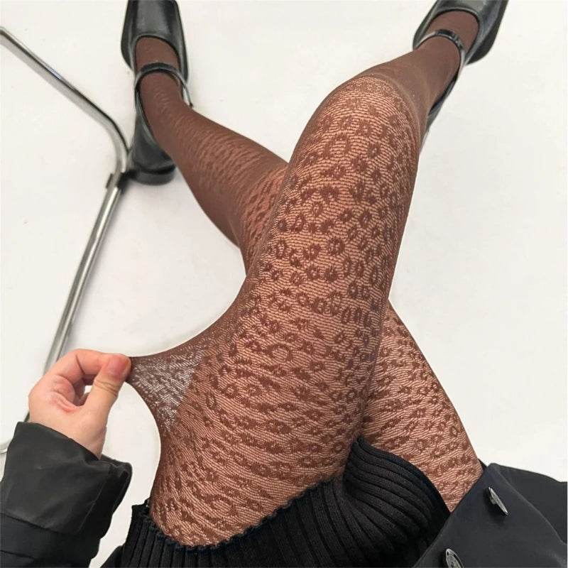 Leopard Print Pantyhose Tights Woman Sexy Jacquard Bottoming Stockings - IntuitiveEncBoutique
