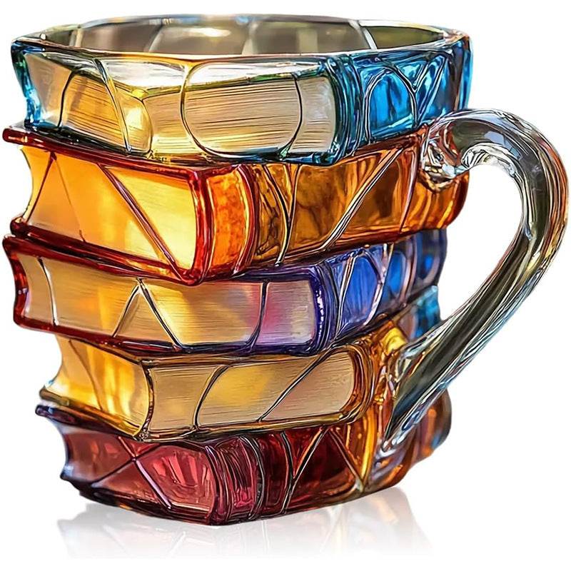 Painted Book Mug: 11oz, 3D painted books design, colorful resin, unique coffee cup, ideal for collection/gifts. - IntuitiveEncBoutique