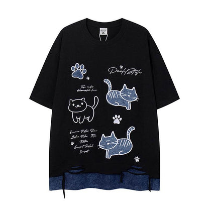 Short Sleeve Unisex Design Vintage Loose Round Neck T-Shirt - IntuitiveEncBoutique