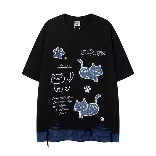 Short Sleeve Unisex Design Vintage Loose Round Neck T-Shirt - IntuitiveEncBoutique